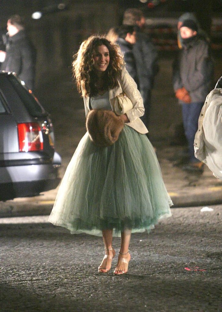Carrie Bradshaw’s pastel tutu skirt remains one of the most recognizable TV fashion moments of all time.